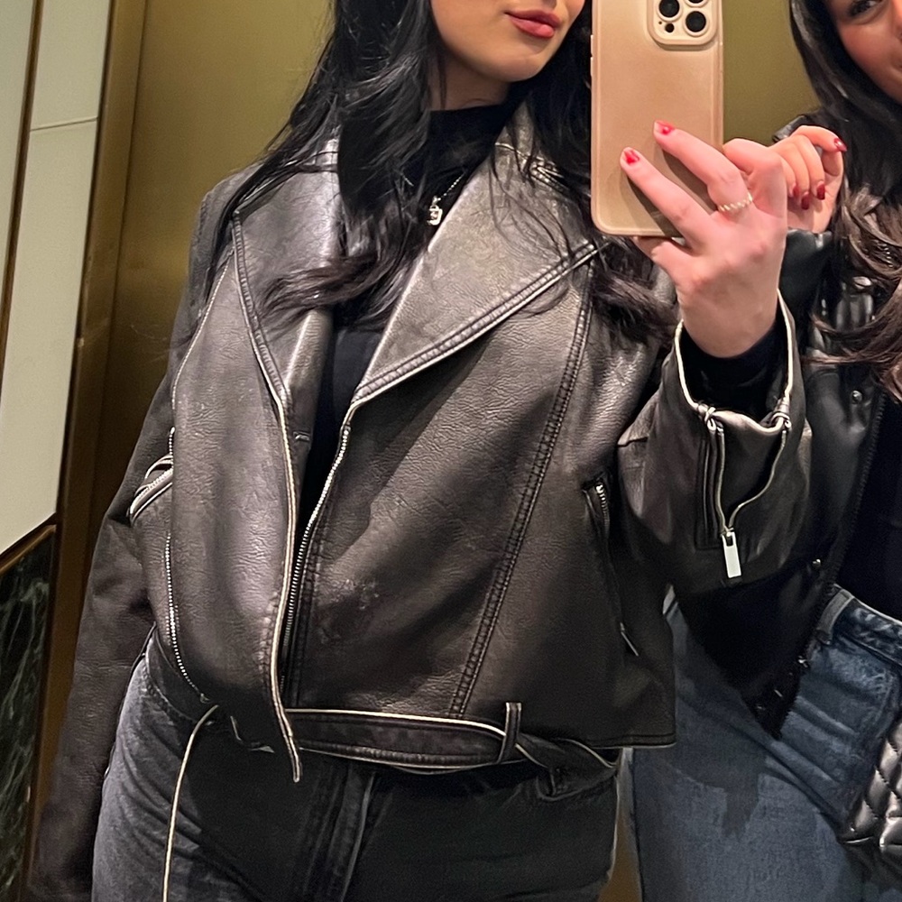Zara Women's Dark Brown Leather Jacket